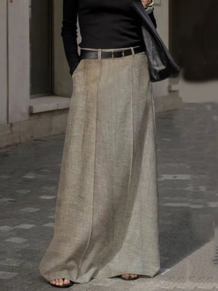 

Regular Fit Urban Plain Maxi Skirt, As picture, Skirts