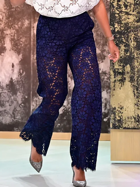 

Regular Fit Urban Lace Pants Straight pants, Navyblue, Pants