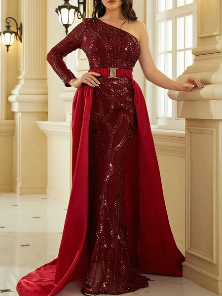 

Women Plain Crew Neck Long Sleeve Comfy Sexy Maxi Dress, Red, Dresses