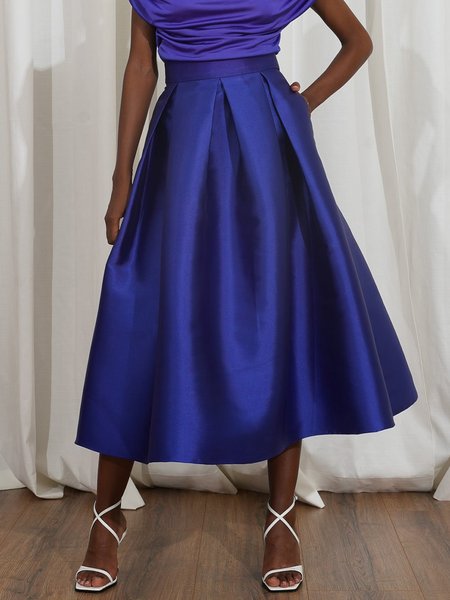 

Regular Fit Plain Elegant A-Line Long Skirt, Blue, Skirts