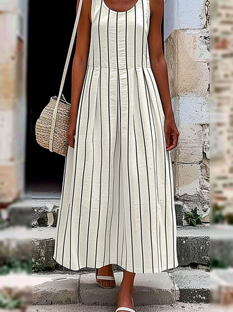 

Striped Casual Dress With No, As picture, Maxi Dresses