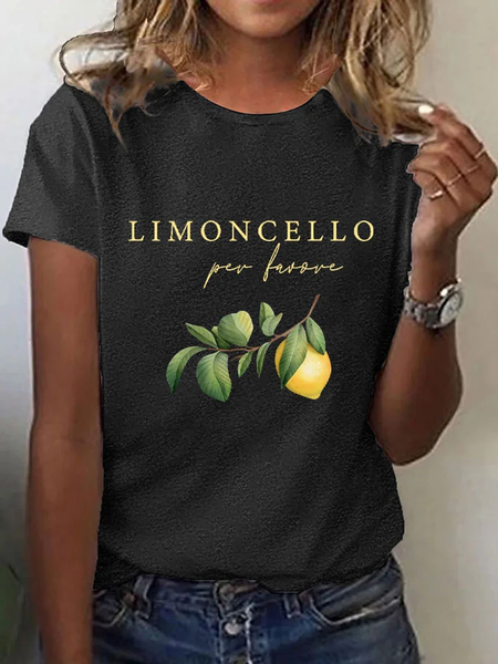 

Women's Short Sleeve Tee T-shirt Summer Lemon Crew Neck Daily Going Out Casual Top Black, T-Shirts