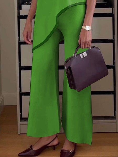 

Loose Plain Urban Pants, Green, Pants