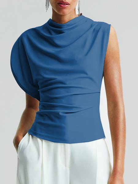 Casual Others Plain Regular Fit Shirt, Blue, Blouses and Shirts