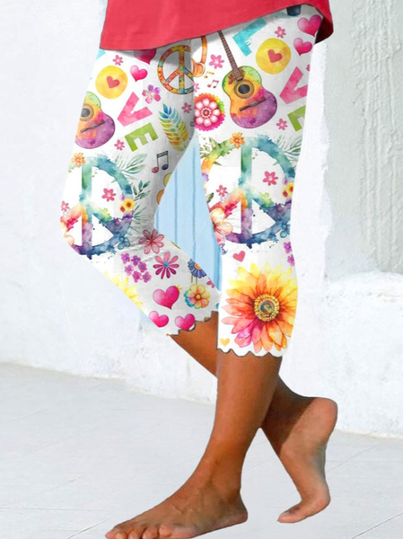 

Casual Geometric Capris Leggings, Multicolor, Leggings