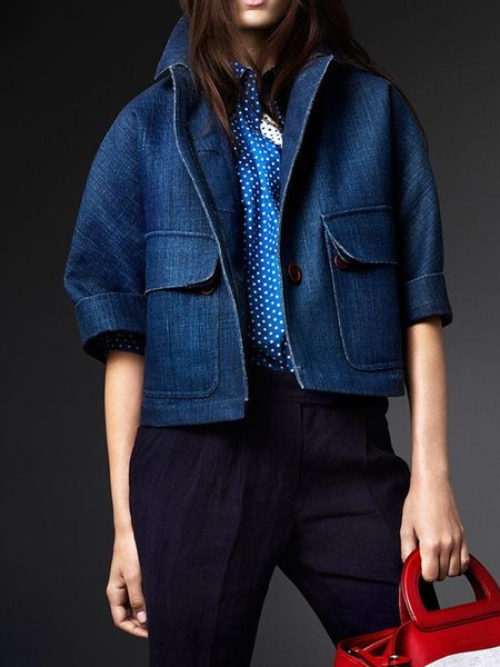

Casual Shawl Collar Loose Denim Jacket, As picture, Jackets