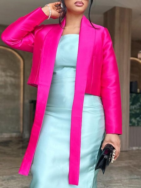 

Regular Fit Plain Elegant Regular Fit Jacket, Deep pink, Jackets
