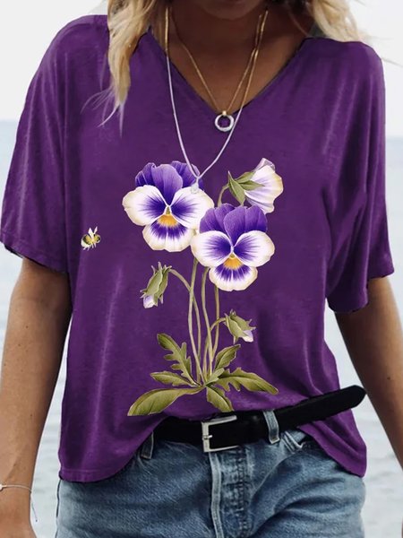 

Women's Alzheimer's Awareness Floral Print T-Shirt, Purple, T-shirts