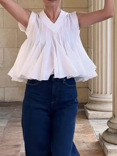 

Loose Vacation V Neck Sleeveless Shirt, White, Blouses and Shirts
