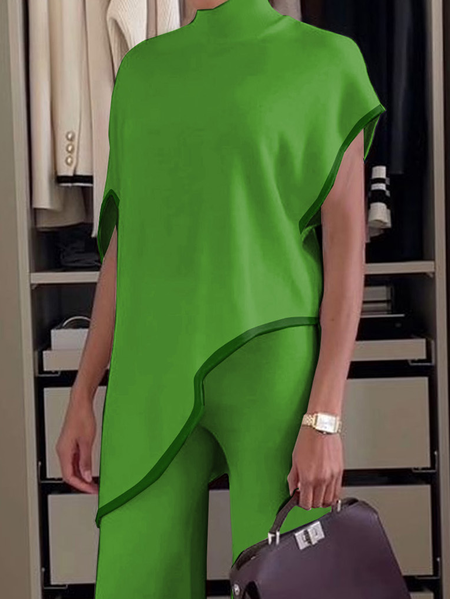 

Urban Split Joint Plain Loose Shirt, Green, Blouses and Shirts