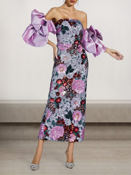 

Women Plain One Shoulder Sleeveless Comfy Sexy Maxi Dress, Purple, Dresses