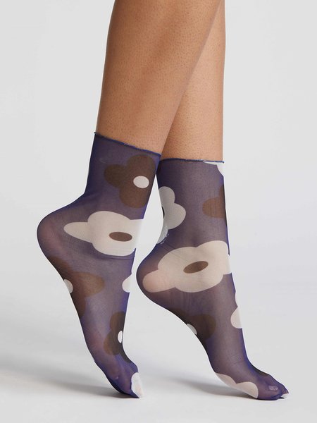 

Floral Breathable Mesh Mid-calf Socks, Color4, Socks