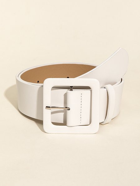 

Minimalist Square Buckle Belt, White, Belts