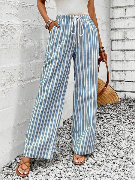 

Casual Striped Long Pant, Blue, Pants