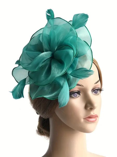 

Elegant Applique Kentucky Derby Mesh Fancy Hat, Darkgreen, Hats