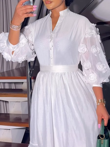 

Urban 3D Floral Mesh Patchwork Plain Blouse, White, Blouses and Shirts