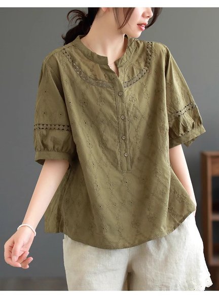 

Casual Cotton Blouse, Green, Blouses & Shirts