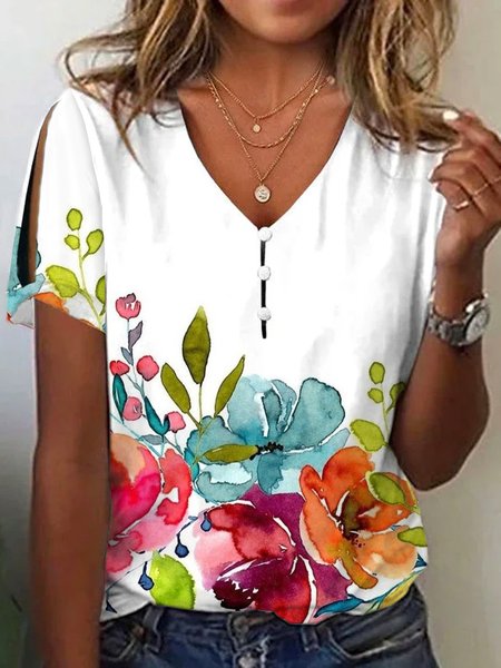 

Jersey Casual Loose T-Shirt, White, T-shirts