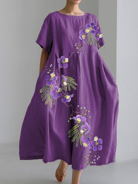 

Women's Alzheimer's Awareness Floral Print T-Shirt Dress, Purple, Dresses