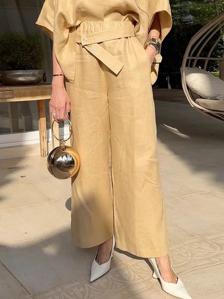 

Urban Daily Plain Fashion Wide Leg Pants, As picture, Pants