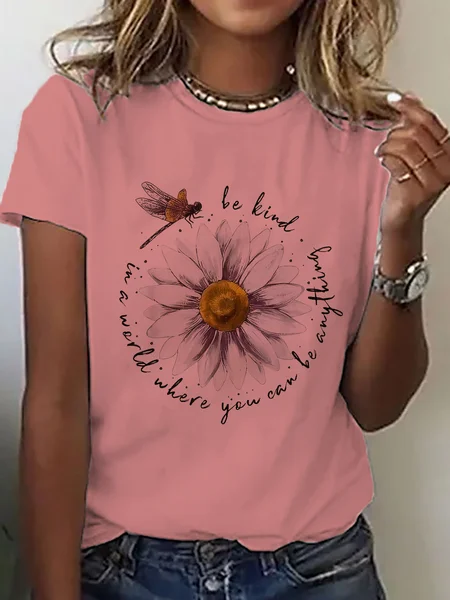 

Casual Cotton Daisy T-Shirt, Pink, T-shirts