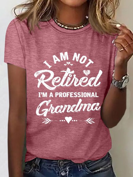 

Casual Text Letters Crew Neck Short Sleeve T-shirt, Pink, T-shirts
