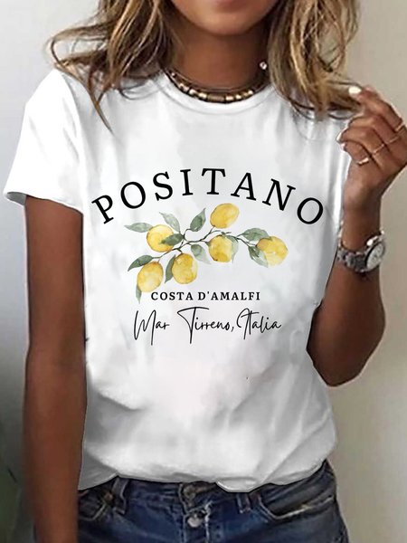 

Casual Text Letters Crew Neck Short Sleeve T-shirt, White, T-shirts