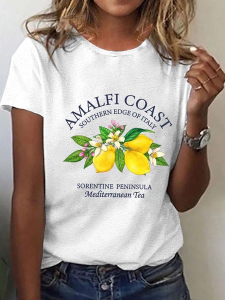 

Casual Text Letters Crew Neck Short Sleeve T-shirt, White, T-shirts