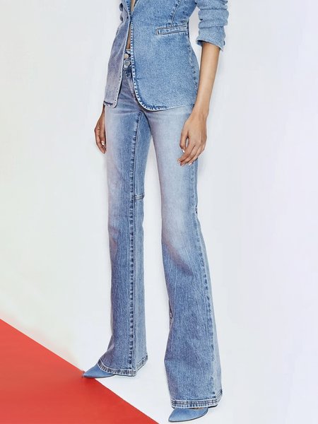 

Long Daily Plain Denim Casual Jeans, Blue, Jeans