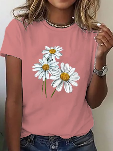 

Casual Daisy T-Shirt, Pink, T-shirts