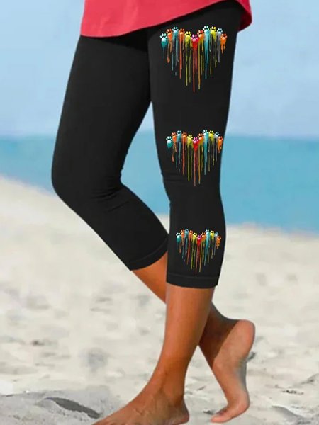 

Casual Dog Capris Leggings, Black, Leggings