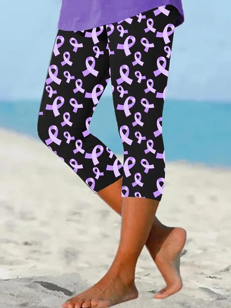 

Casual Abstract Graphic Capris Leggings, Black, Leggings
