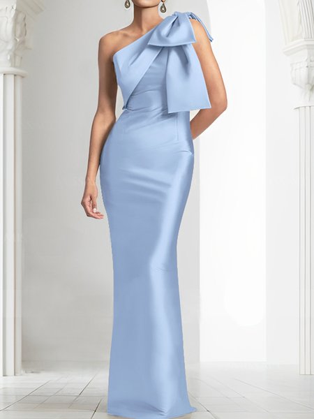 

Asymmetrical Elegant Regular Fit Wedding Dress & Party Dress, Blue, Maxi Dresses