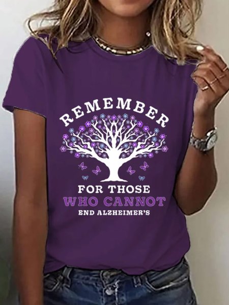 

Casual Tree Crew Neck Short Sleeve T-shirt, Purple, T-shirts
