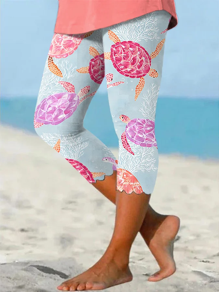 

Casual Sea Capris Leggings, Blue, Leggings