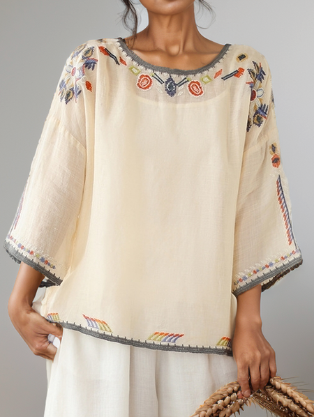 

Loose Casual Blouse, Apricot, Blouses & Shirts