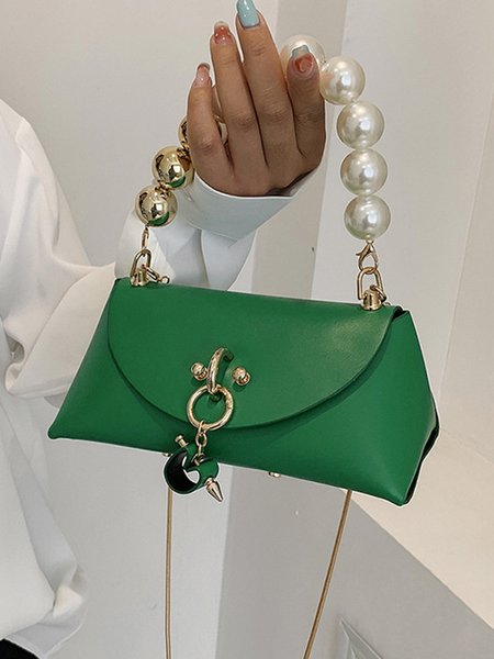 

Elegant Imitation Pearl Beaded Handbag with Detachable Crossbody Strap, Green, Bags