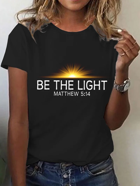 

Casual Text Letters Crew Neck Short Sleeve T-shirt, Black, T-shirts