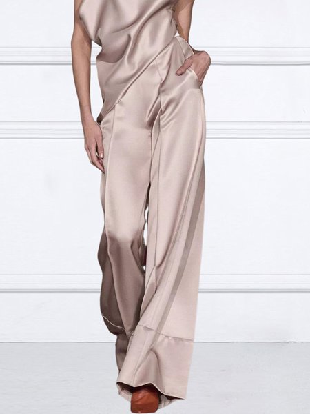 

Plain Regular Fit Elegant Fashion Pants, Light pink, Pants