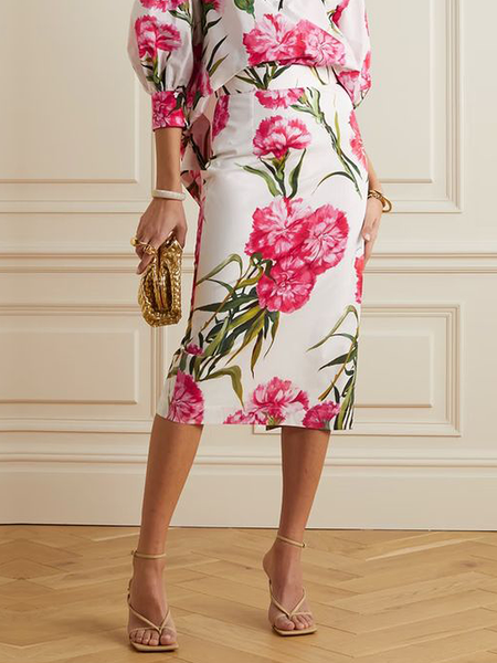 Medium Elasticity Elegant Regular Fit Midi Skirt, As picture, Skirts