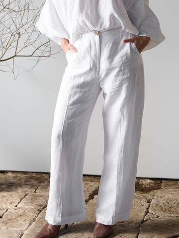 

Urban Plain Regular Fit Pants, White, Pants