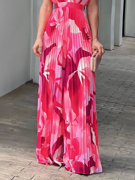 

Regular Fit Vacation Floral Pants, Deep pink, Pants
