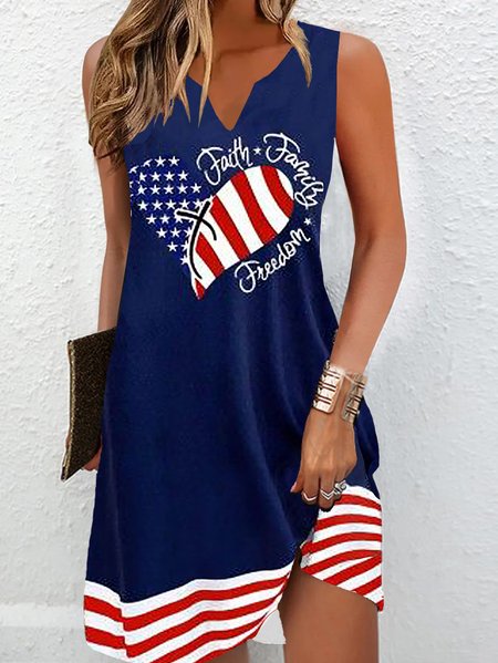 

Women Independence Day (Flag) Notched Short Sleeve Comfy Casual Mini Dress, Blue, Dresses