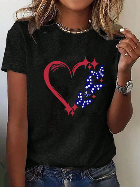 

Casual Independence Day (Flag) Crew Neck Short Sleeve T-shirt, Black, T-shirts