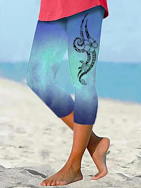 

Casual Sea Capris Leggings, Blue, Leggings