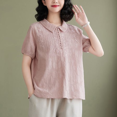 

Loose Casual Cotton Blouse, Pink, Blouses & Shirts