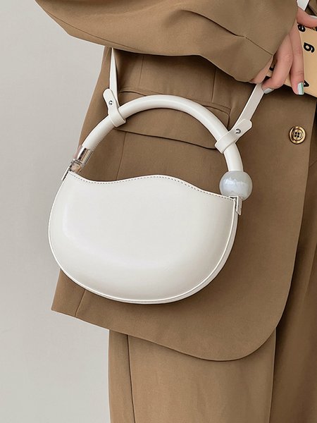 

Minimalist Bead Decor Novelty Handbag, White, Bags