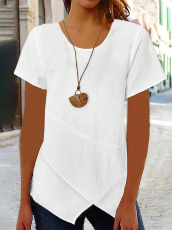 

Casual Crew Neck Blouse, White, Blouses & Shirts