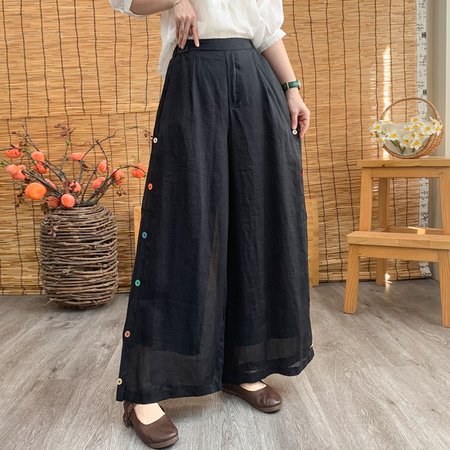 

Plain Casual Pants, Black, Pants