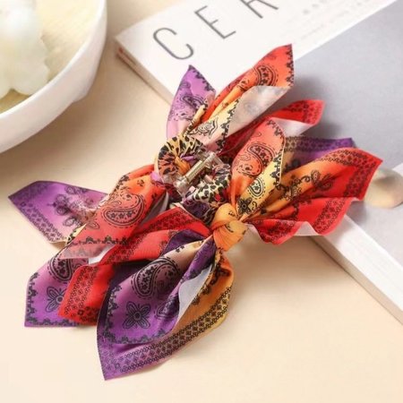 

Cashew flower love double-sided clip high-grade bow head ornament hairpin back of the head shark clip, Red, Hats & Headwear